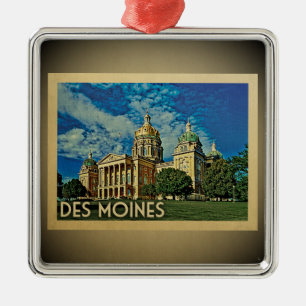 Des Moines Iowa vintage resorprydnad Julgransprydnad Metall