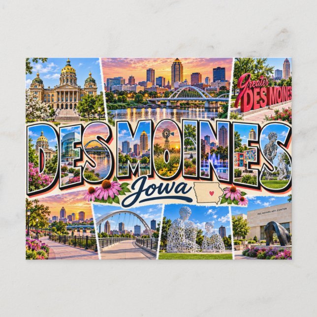 Des Moines, Iowa Vykort (Framsida)