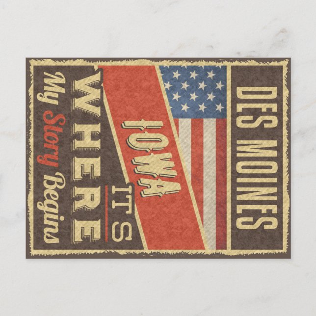 Des Moines Iowa Vykort (Framsida)