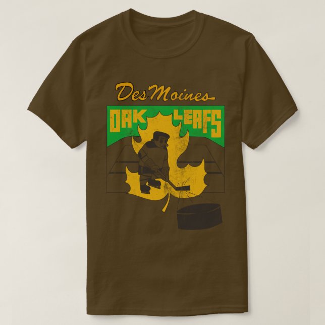 Des Moines Oak Leafs 70 s Hockey Team T Shirt (Design framsida)