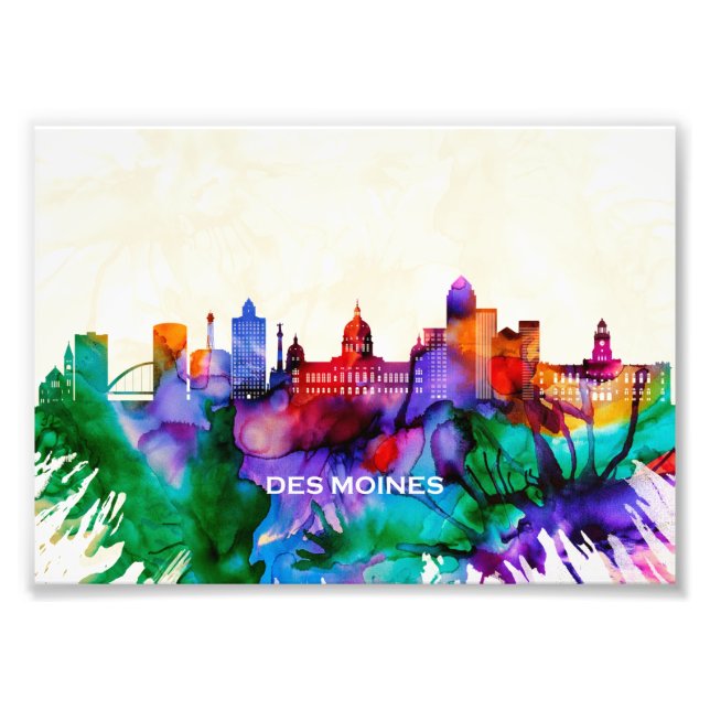 Des Moines Skyline Fototryck (Framsidan)