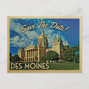 Des Moines Spara Datum Iowa Meddelande Vykort