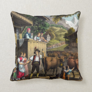 Desalpe eller Poya Traditional Swiss Cows Alpine Kudde