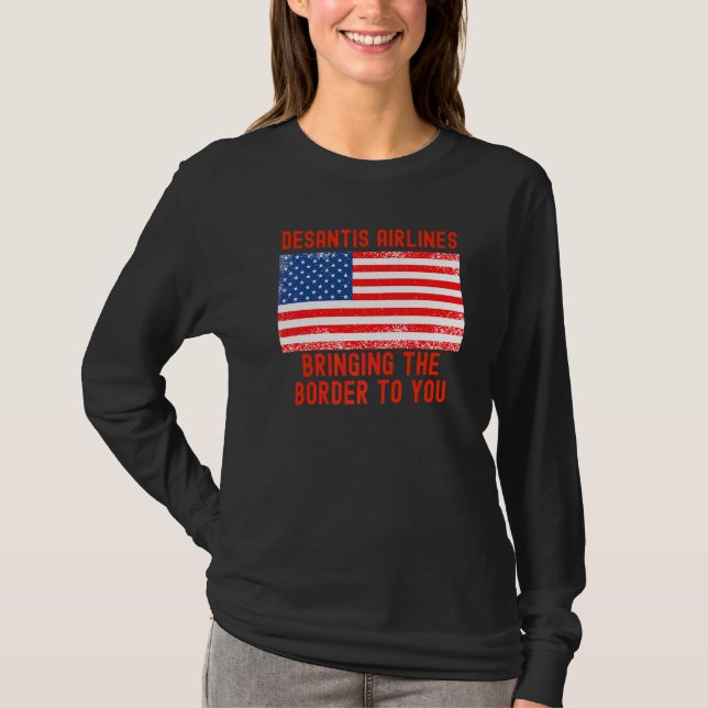 DeSantis Airlines Marthas Vineyard Meme USA Flagga T Shirt (Framsida)