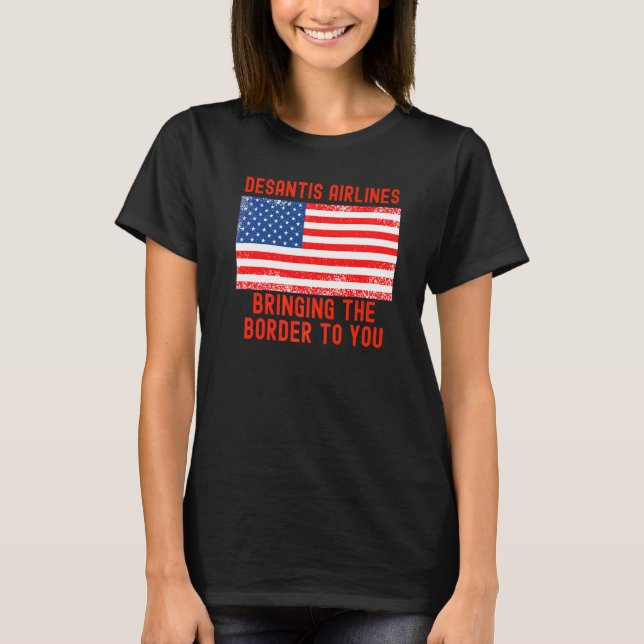 DeSantis Airlines Marthas Vineyard Meme USA Flagga T Shirt (Framsida)