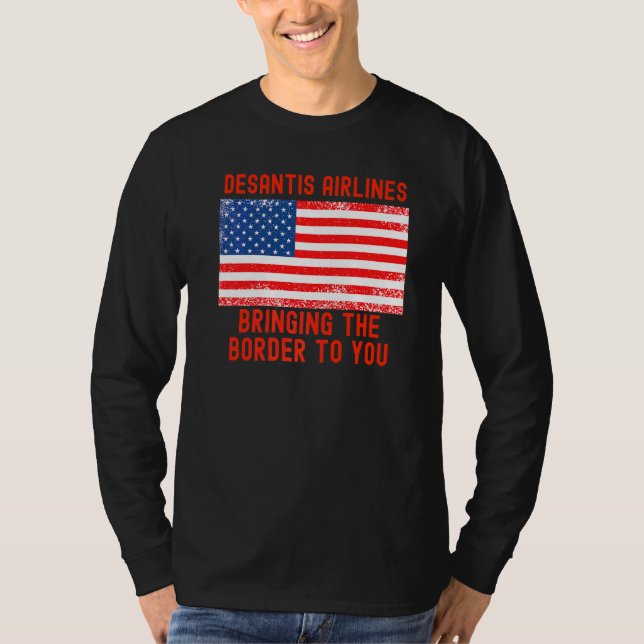 DeSantis Airlines Marthas Vineyard Meme USA Flagga T Shirt (Framsida)