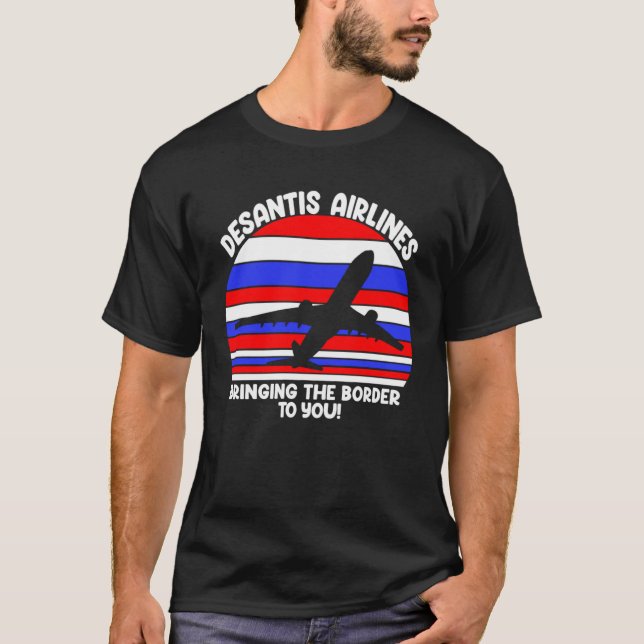 DeSantis Airlines Retro American Flag T Shirt (Framsida)