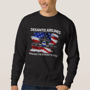 DeSantis Airlines Roligt Politiskt Meme USA Flagga Lång Ärmad Tröja