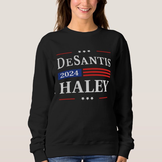 Desantis Haley 2024 American Flag Nikki Haley Ron  T Shirt (Framsida)