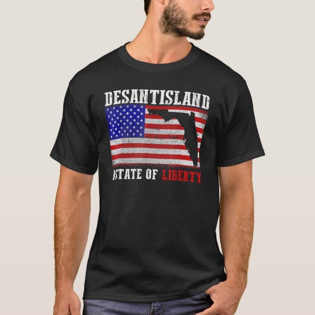 Desantisland Liberty Florida Karta Florida  T Shirt (Framsida)