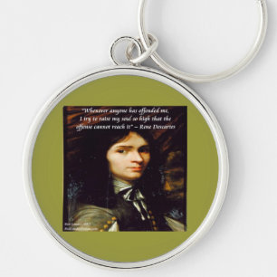 Descartes "Höj min själ" Berömd Citat Rund Silverfärgad Nyckelring