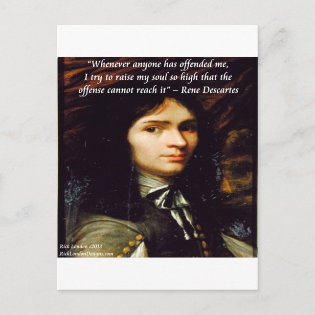 Descartes "Höj min själ" Berömd Citat Vykort (Framsida)