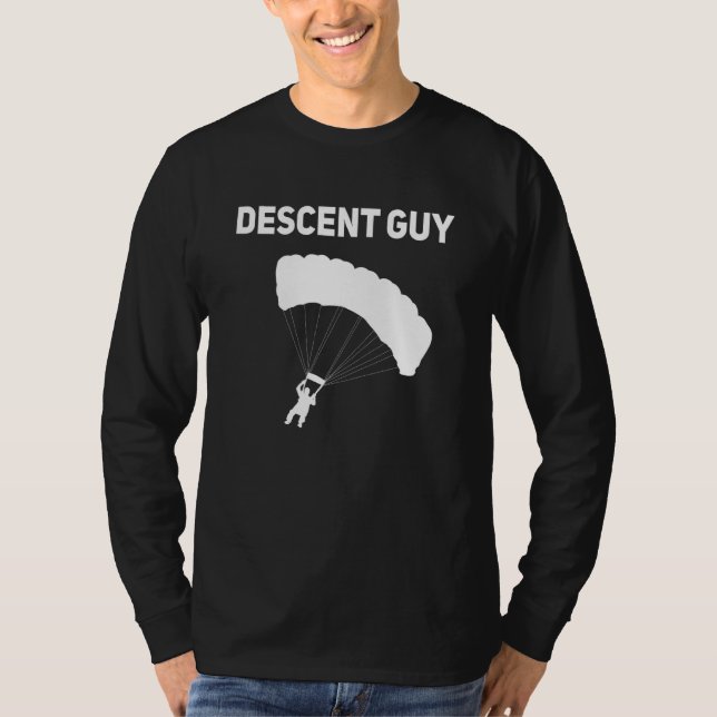Descent Guy Skydiving Skydiver Parachuting T Shirt (Framsida)