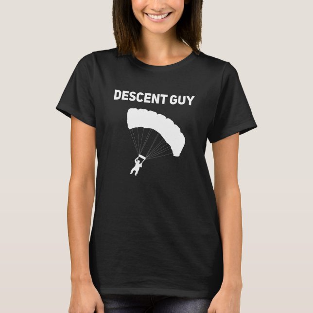 Descent Guy Skydiving Skydiver Parachuting T Shirt (Framsida)