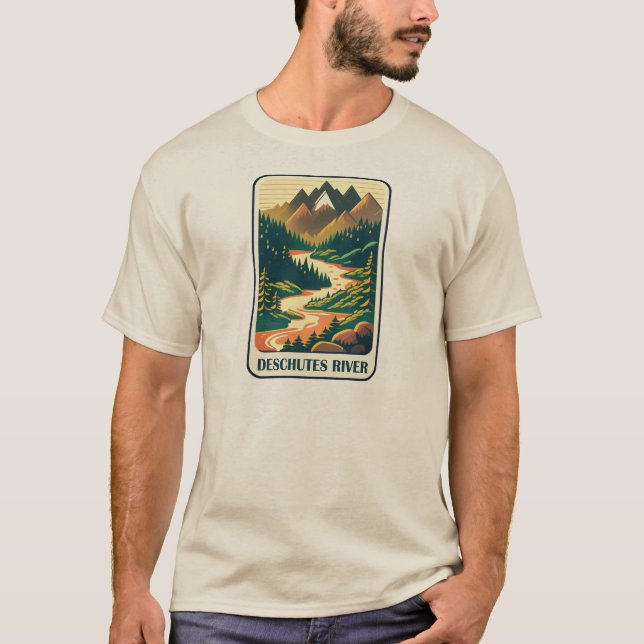 Deschutes River Oregon Färg T Shirt (Framsida)