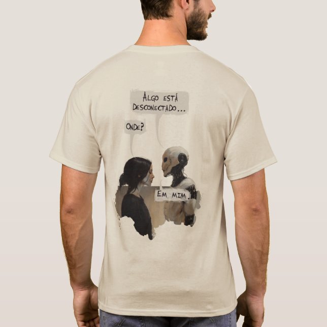Desconectado (com frase) Verso T Shirt (Baksida)