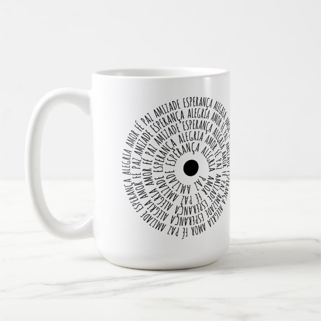Desejos de Natal - Kärlek Fé Esperança Kaffemugg (Vänster)