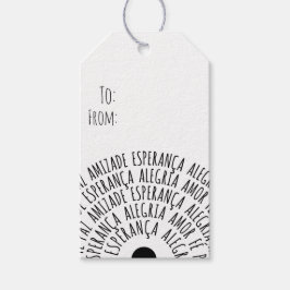 Desejos de Natal - Kärlek Fé Esperança Presentetikett