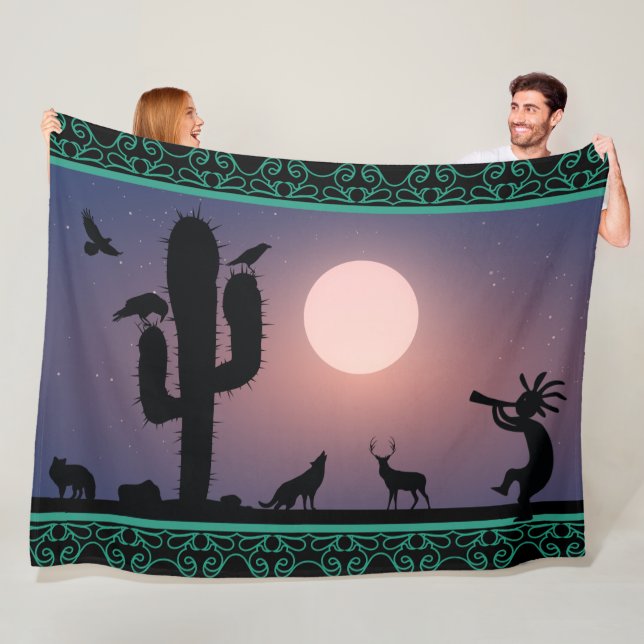 Desert Animals Kokopelli Fleece Blanket (På plats)