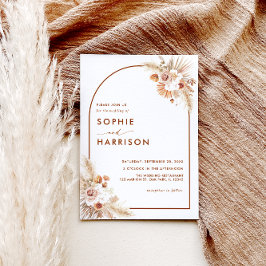 Desert Arch Boho Pampas Grass Terracotta Bröllop Inbjudningar