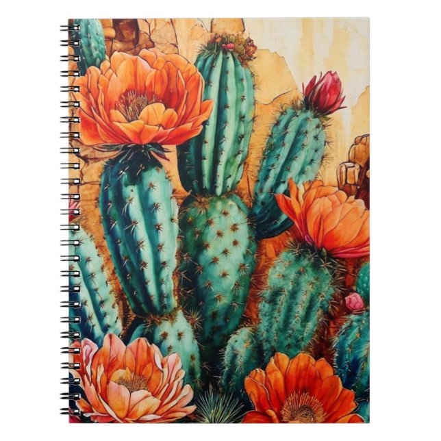 Desert Art | Blommar Cactus | Journal Anteckningsbok (Framsidan)