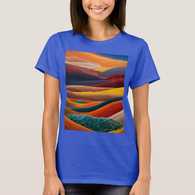 "Desert Art Blue T-Shirt - Utforska konsten (Framsida)