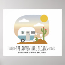 Desert Äventyr Camper Boy Shower Poster