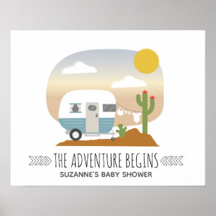 Desert Äventyr Camper Boy Shower Poster