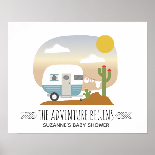 Desert Äventyr Camper Boy Shower Poster (Framsidan)