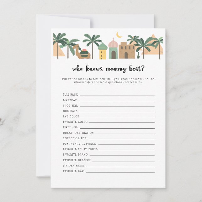 Desert Baby Shower som känner till bästa spelkort  Inbjudningar (Framsida)