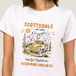 Desert Bachelorette Party Girls Helg Anpassningsba T Shirt<br><div class="desc">Gå in i Äventyr med denna Desert Theme Bachelorette Party Anpassningsbar T-Shirts! Bär öknens allure när du ger dig in på en sorts bachelorette-fest. Den här exklusiven av t-shirts med anpassningsbar fångar upp själva kärnan i ökentemat, och infekterar det med stil och sofistikerar för att skapa varaktiga minnen från ert...</div>