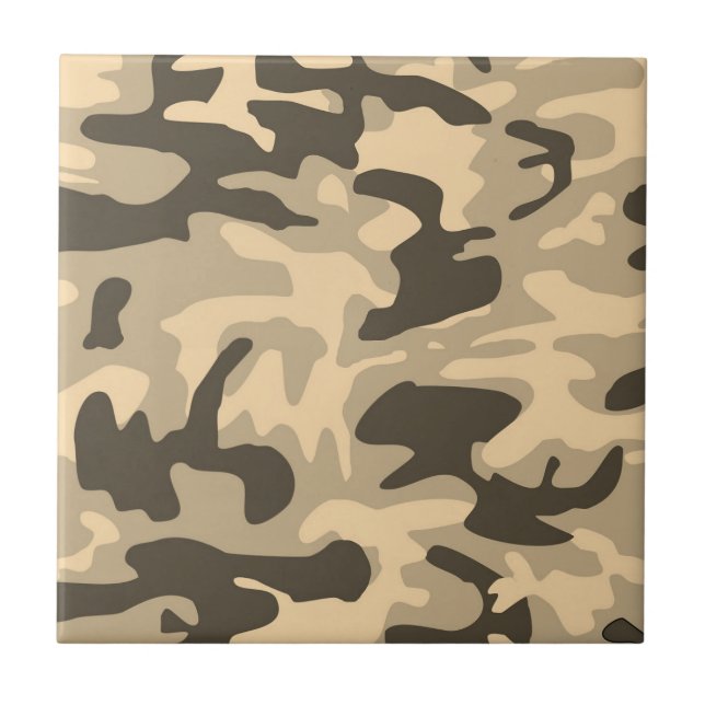 Desert Beige Camo Camouflage Mönster Kakelplatta (Framsidan)