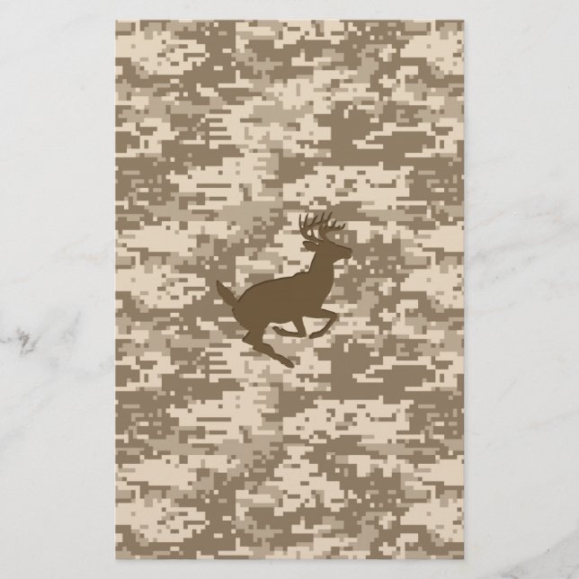 Desert Beige Digital Camouflage Hjort Camo Mönster Brevpapper (Framsida)