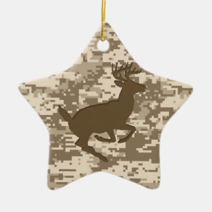 Desert Beige Digital Camouflage Hjort Camo Mönster Julgransprydnad Keramik