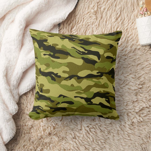 Desert Beige Grönt Black Camo Dekorativ kudde (Filt)