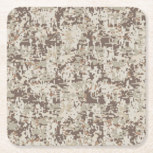 Desert Beige Stil Digital Camouflage Underlägg Papper Kvadrat