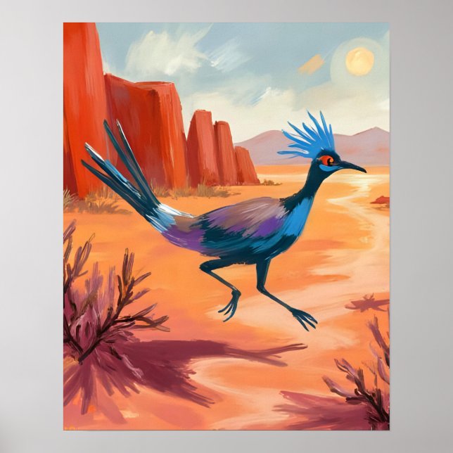 Desert Bird Southwestern Landscape Wall Art Poster (Framsidan)
