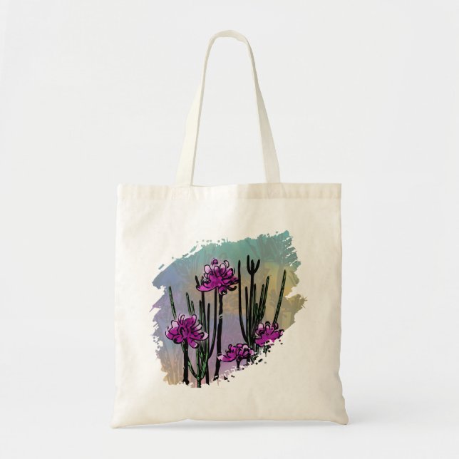 Desert Bloom Paint Splatter Tote Bag Tygkasse (Framsidan)