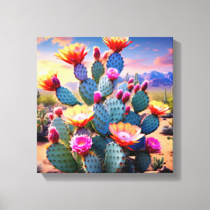 Desert Bloom: Vibrant Cactus Flower Canvastryck