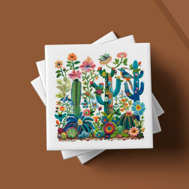 Desert Blooms Embroized Eden Kakelplatta (Skapare uppladdad)