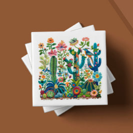 Desert Blooms Embroized Eden Kakelplatta