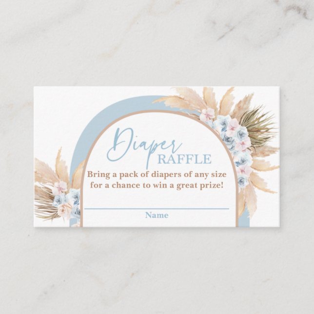 Desert Blue Pampas Grass Boy Diaper Raffle Card Tilläggskort (Framsida)