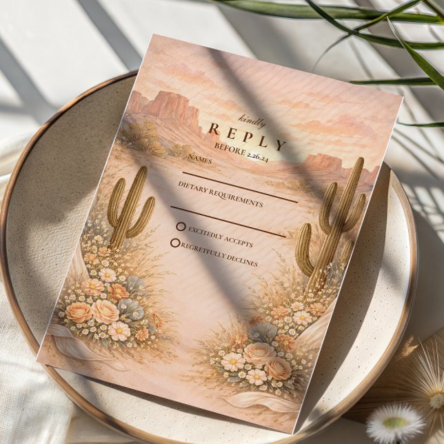 Desert Blush Cactus Landscape Wedding OSA Kort (Skapare uppladdad)