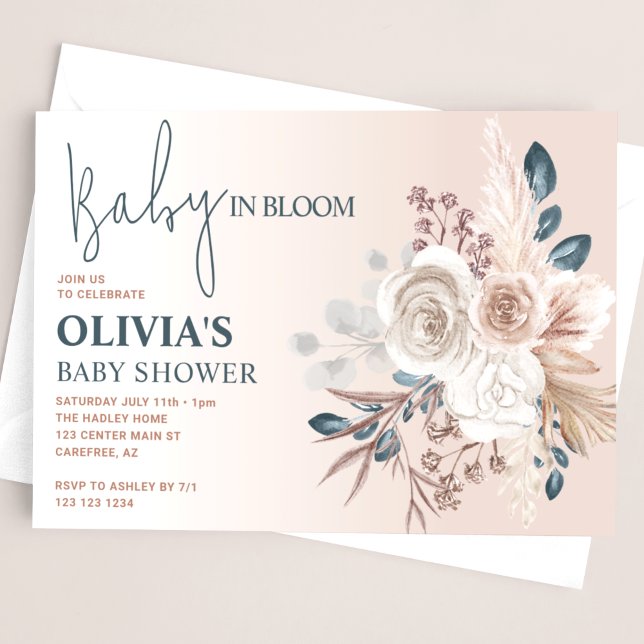 Desert Boho Blommigt Baby Shower Inbjudningar (Skapare uppladdad)