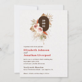 Desert boho blommigt jorden tones teracotta bröllo inbjudningar