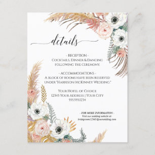 Desert Boho Blommigt Pampas Grass Foliage Bröllop Inbjudningar