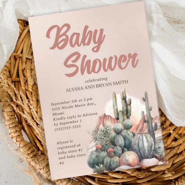 Desert Boho Chic Cactus Terracotta Baby Shower Inbjudningar (Skapare uppladdad)