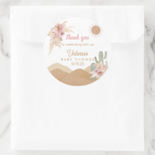 Desert Boho Girl Baby Shower Southwest Arizona Runt Klistermärke