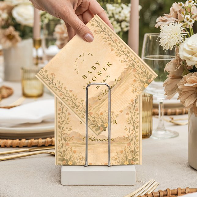 Desert Botanical Neutral Florals Baby Shower Pappersservett (Skapare uppladdad)