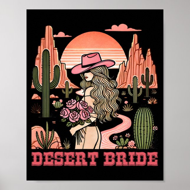 Desert Bride Cactus liggande Sunset Hat Ro Poster (Framsidan)